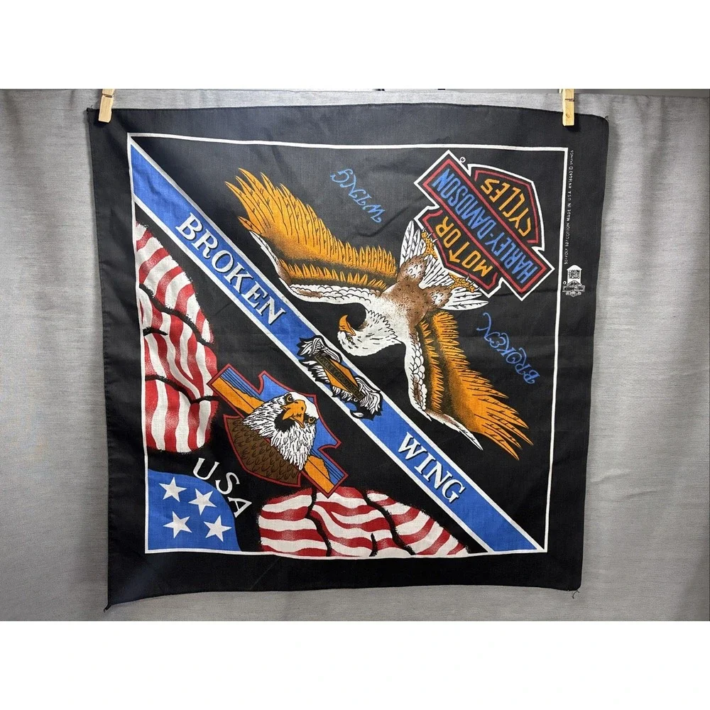 Official Harley Davidson Eagle Handkerchief Scarf Bandana Break Away Broken Wing